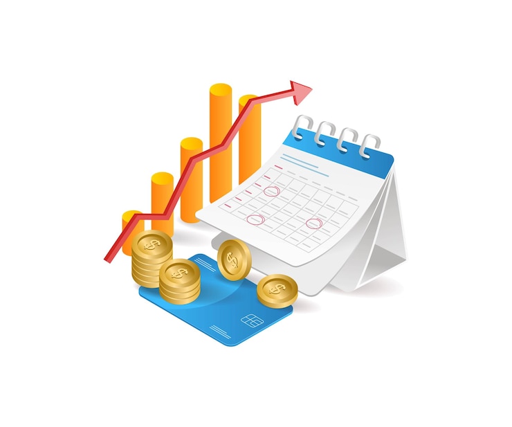 Vecteur calendrier mensuel d'analyse des activités d'investissement