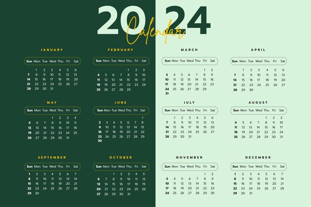 Vecteur calendrier minimal 2024