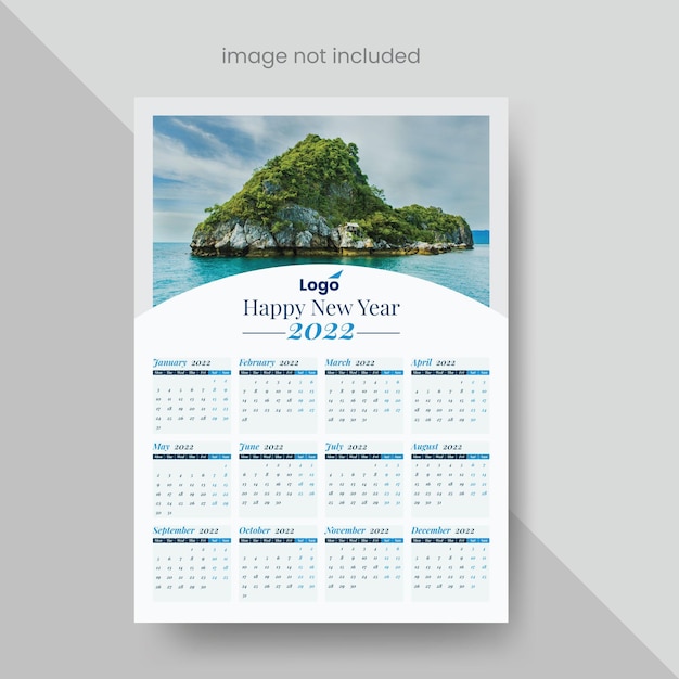 Calendrier Mural D'une Page 2022 Avec Des éléments De Conception Créatifs