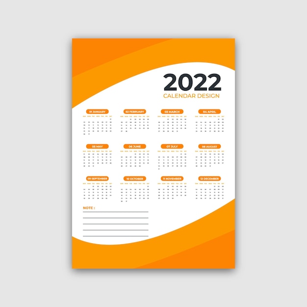 Calendrier Mural Une Page 2022