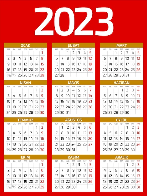 Le calendrier mural rouge 2 TR