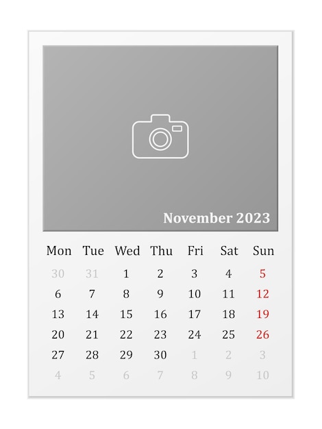 Calendrier Novembre 2023