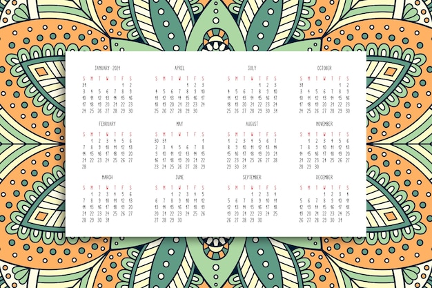 Calendrier Avec Ornement De Mandalas