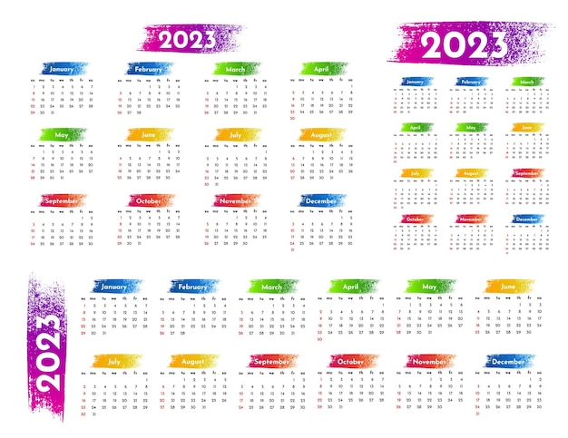 Calendrier Pour 2023 Isolé Sur Fond Blanc