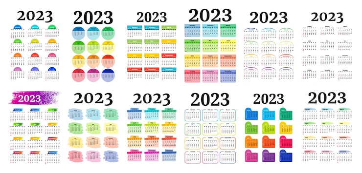 Vecteur calendrier pour 2023 isolé sur fond blanc