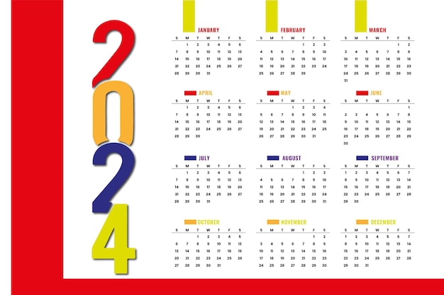 Vecteur calendrier pour 2024