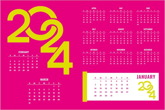 Vecteur calendrier pour 2024