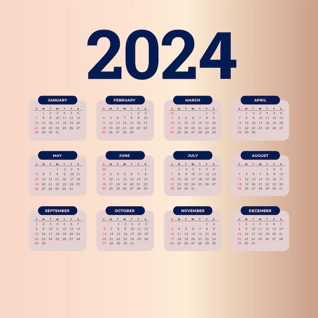 Vecteur calendrier pour 2024