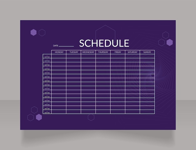 Calendrier pour le modèle de conception de feuille de calcul de la semaine