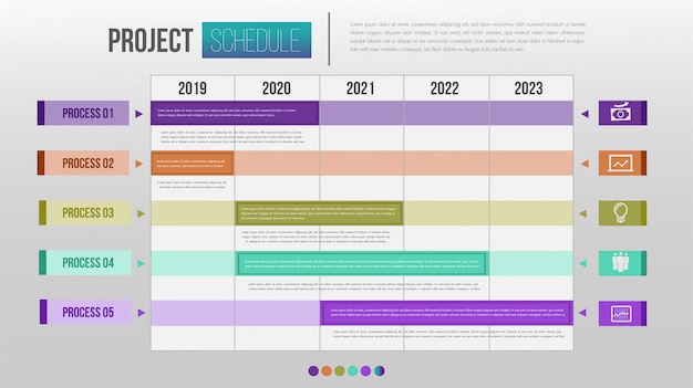 Vecteur calendrier de projet graphique modèle de conception infographique calendrier quotidien et hebdomadaire