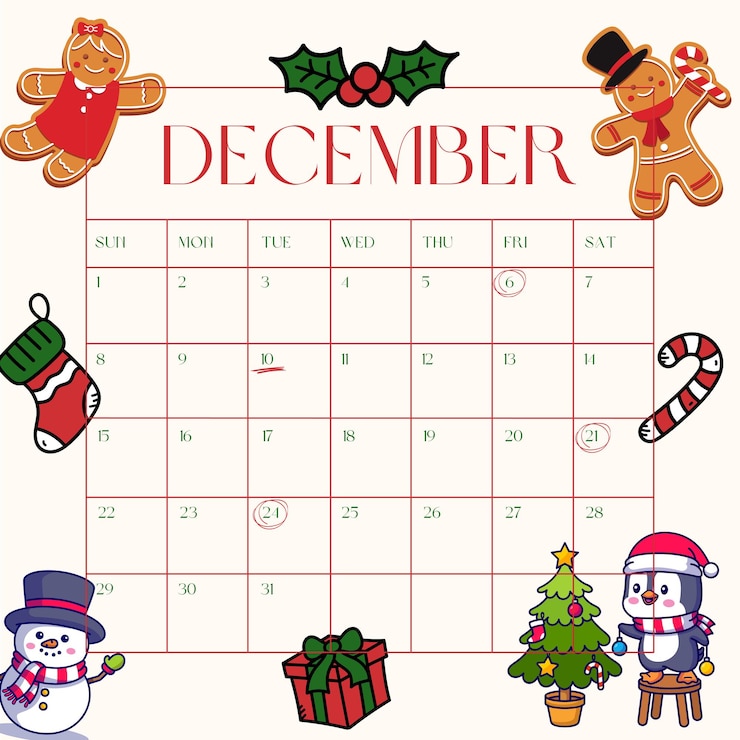 Vecteur un calendrier qui dit décembre