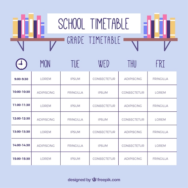 Vecteur calendrier scolaire détaillé