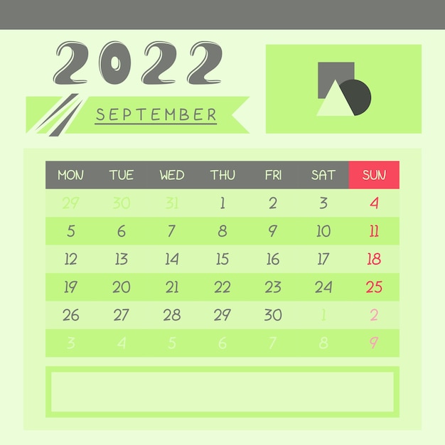 Calendrier Septembre 2022, La Police Utilisée Est La Dernière Version D'abacaga