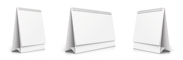 Calendrier vertical et horizontal défini vierge calendrier papier réaliste. Calendriers de différentes tailles. Calendriers de basculement de bureau