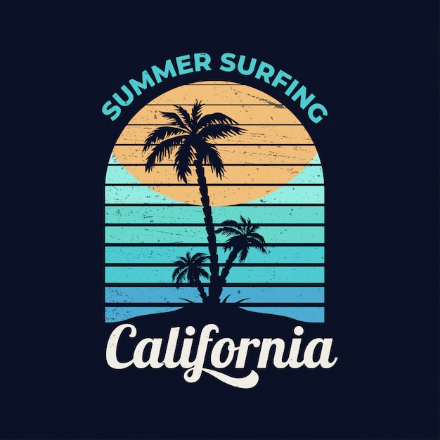 Vecteur californie. surf d'été.