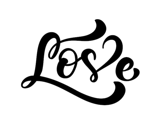 Vecteur calligraphie mot amour vecteur saint valentin dessiné à la main lettrage coeur vacances design valentine