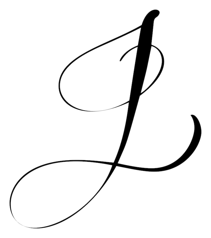 Vecteur calligraphie vectorielle dessinée à la main, lettres majuscules j script, initiales du logo