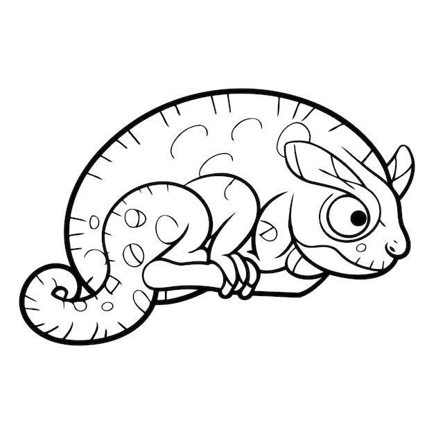 Un caméléon mignon est un personnage de dessin animé à l'illustration vectorielle.