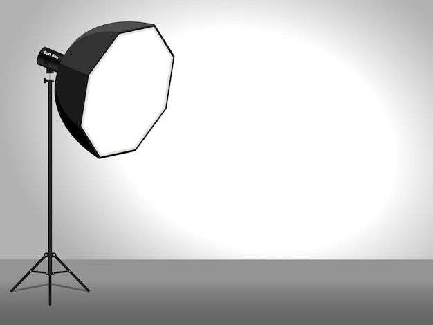 une caméra avec une lumière dessus et un fond blanc