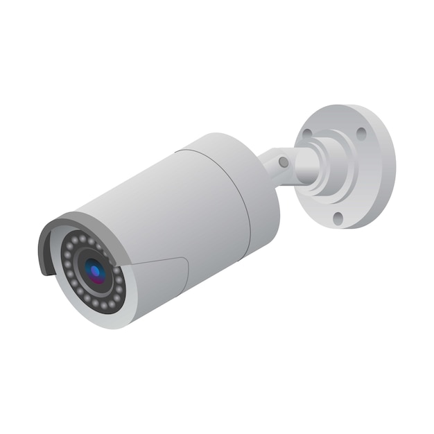 Caméra de sécurité de surveillance extérieure à carcasse en plastique blanc montée sur le mur
