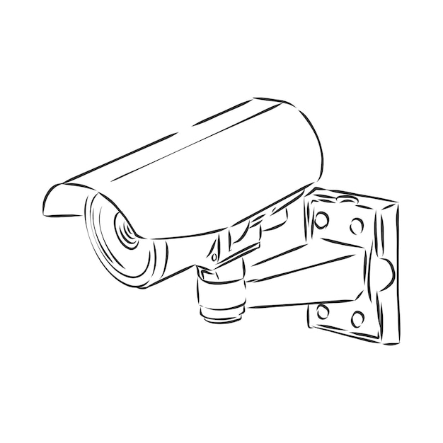 Caméra de surveillance extérieure. illustration de croquis de vecteur de caméra de sécurité