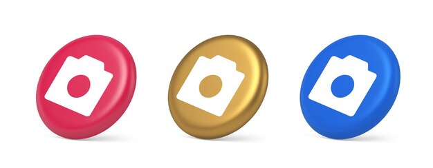 Caméra vidéo photo bouton de création de contenu multimédia lentille optique appareil de zoom icône 3d