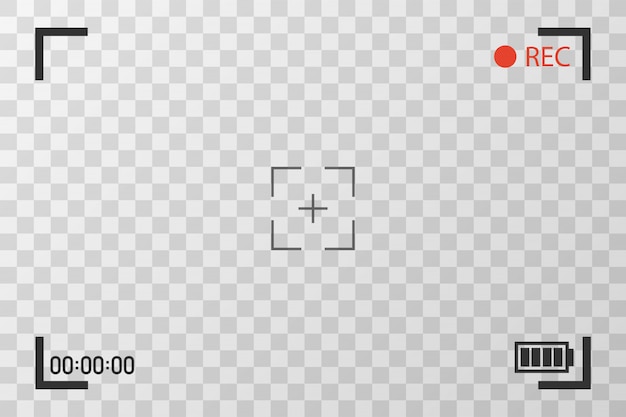 Vecteur caméra voir des images. mise au point d'écran visuel. écran d'enregistrement vidéo sur un transparent.