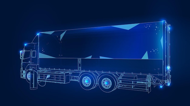 Camion 3d Polygonal Sur Fond Bleu Foncé Vecteur Premium