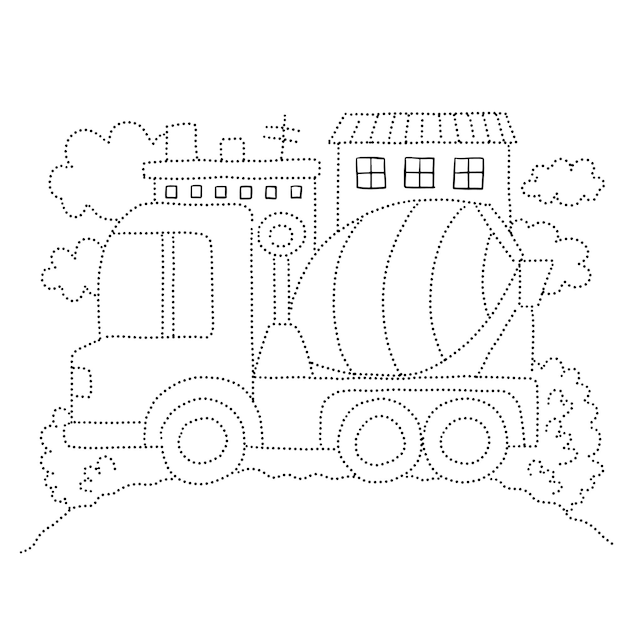 Vecteur camion de ciment dessiner dessin animé doodle kawaii anime coloriage mignon illustration dessin