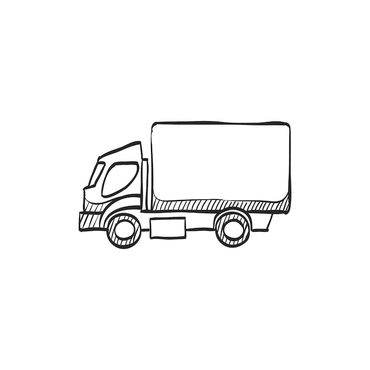 Vecteur camion icône croquis dessinés à la main