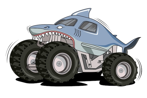 Vecteur camion monstre requin