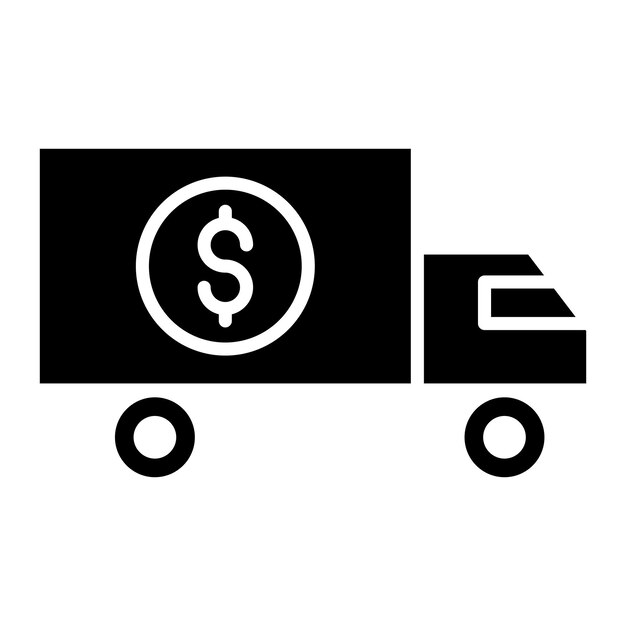 Vecteur un camion noir avec un signe dollar sur lui qui dit dollar