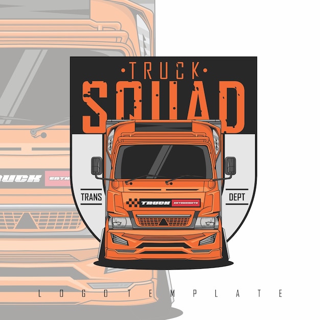 Vecteur un camion orange avec les mots truck squad dessus