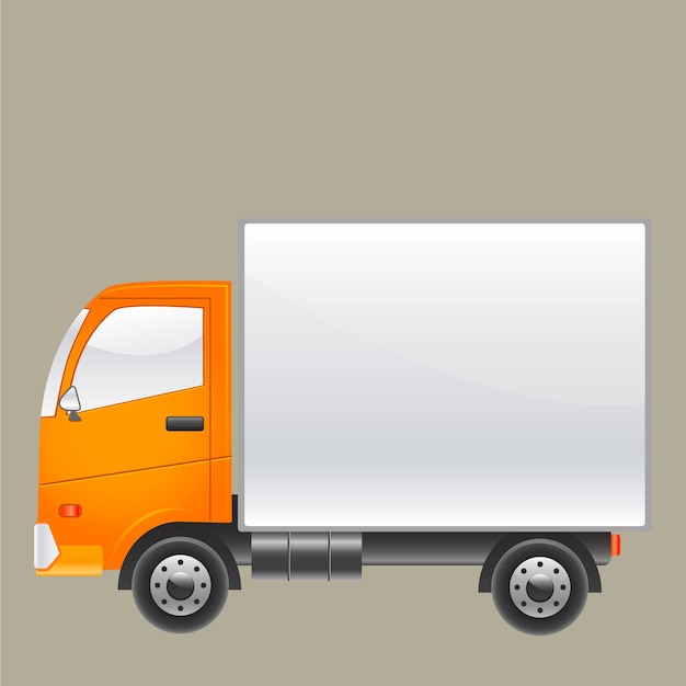 Vecteur un camion orange avec un panneau blanc qui dit le mot dessus