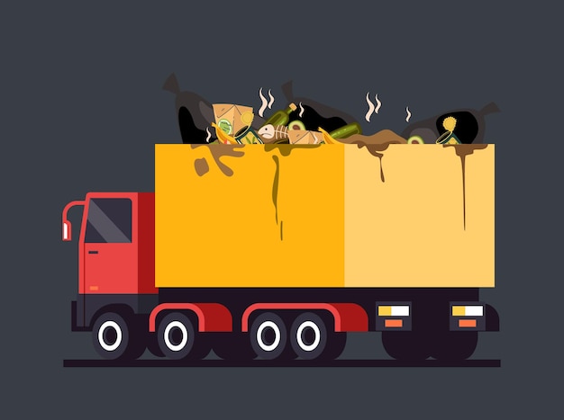 Un camion à ordures surchargé