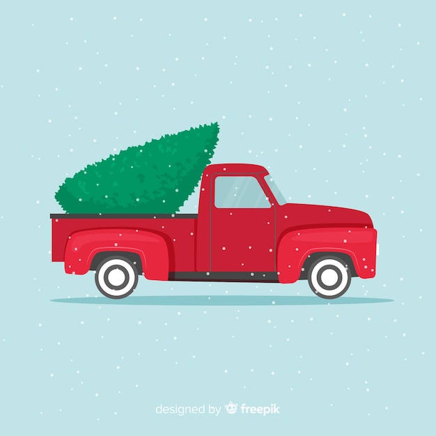 Camionnette Avec Arbre De Noël