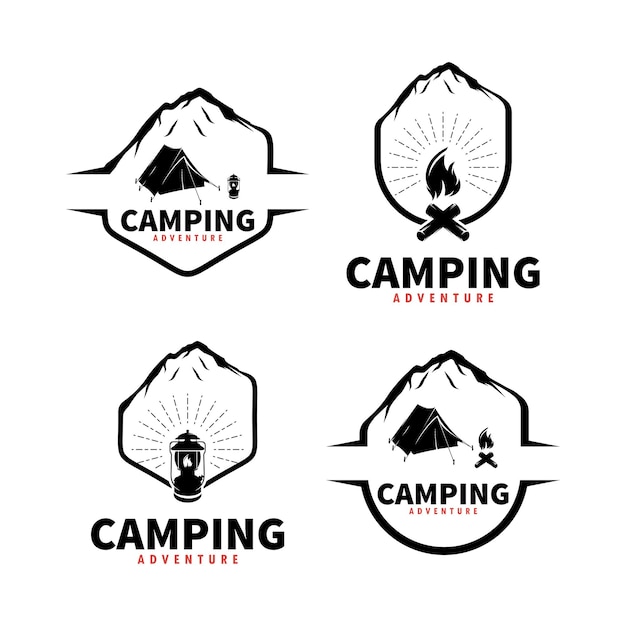 Camp Dans Le Modèle De Vecteur De Conception De Logo Mount