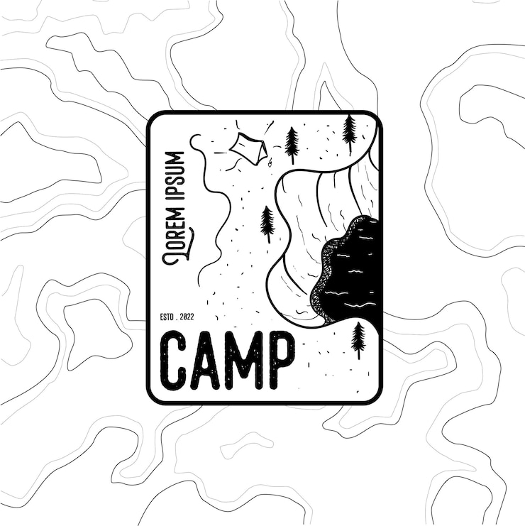 Vecteur camp de dessin au trait