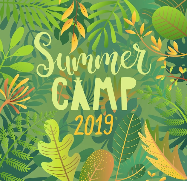 Camp D'été 2019 Inscription Sur Fond De Jungle.