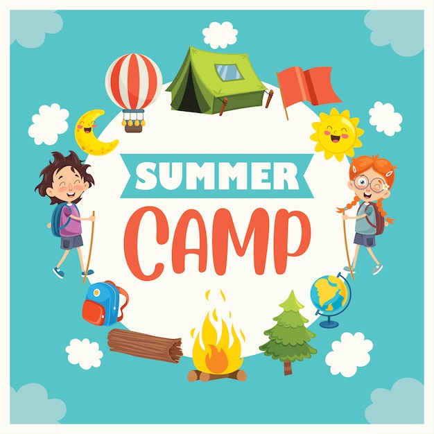 Vecteur camp d'été pour enfants