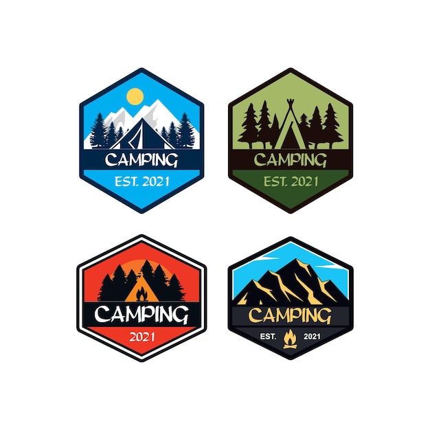 Camp logo aventure logo vecteur