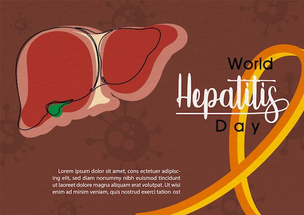 Vecteur campagne d'affiches de la journée mondiale de l'hépatite dans un style plat sur fond marron