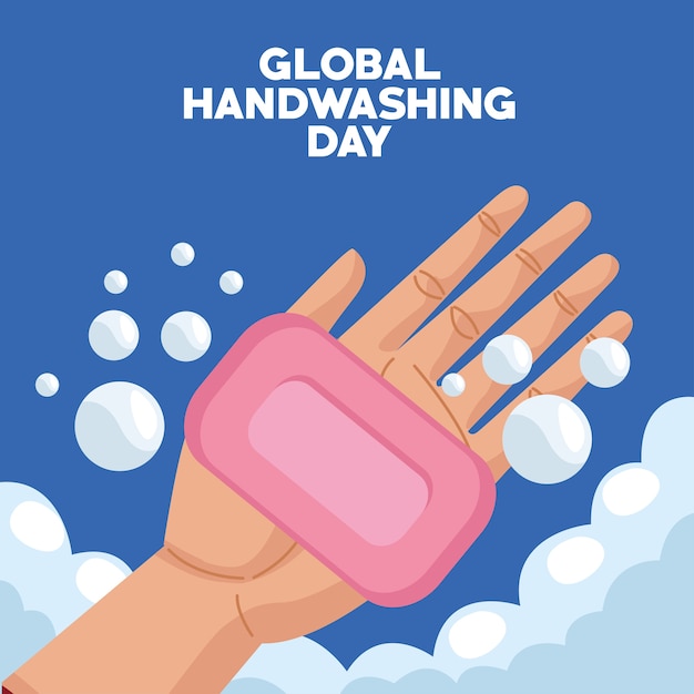 Campagne Mondiale De La Journée Du Lavage Des Mains Avec Des Mains Et Un Pain De Savon