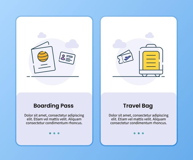 campagne de sac de voyage de carte d'embarquement pour le modèle d'applications mobiles d'embarquement