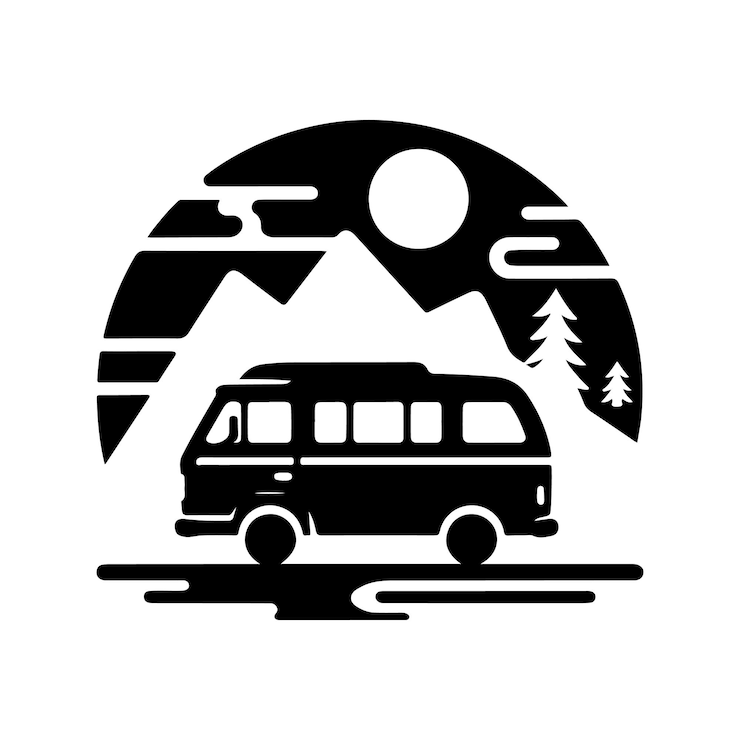 Vecteur camper van silhouette clipart vectoriel idéal pour la conception du logo de l'icône
