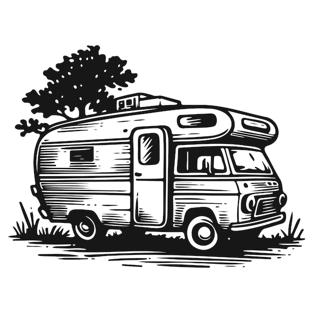 Vecteur camper vintage_a