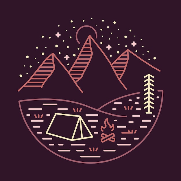 Camping Au Bon Endroit Dans La Nature La Nuit Illustration Graphique Vector Art Tshirt Design