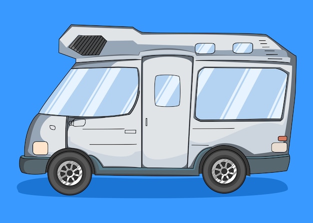 Vecteur camping-car dessiné à la main isolé