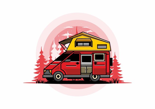 Camping Sur La Conception D'illustration De Voiture De Toit