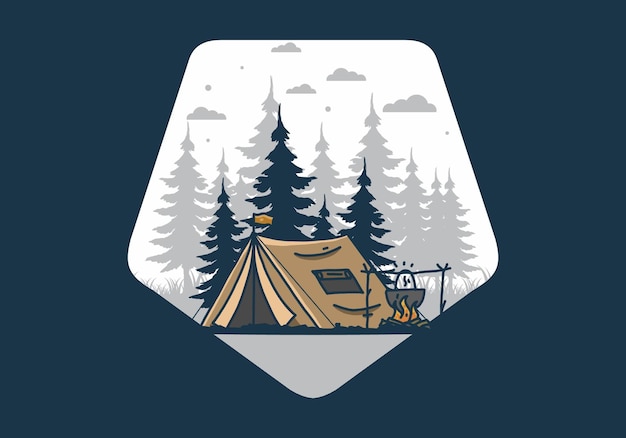 Camping Et Cuisine Dans L'illustration De La Nature